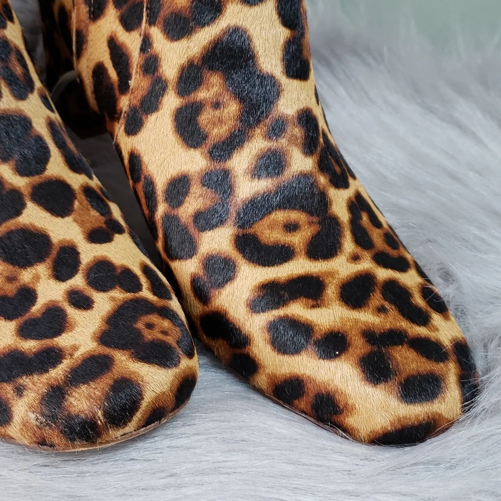 Madewell Leopard Calf Skin Leather Booties size 8 - Picture 3 of 6